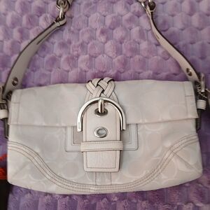 Coach Cream Shoulder Bag with Silver Hardware
